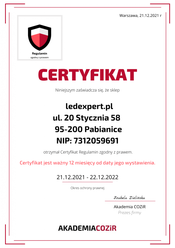 Certyfikat LED EXPERT