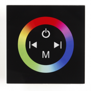 Sterownik RGB dotykowy naścienny czarny 12V/24V