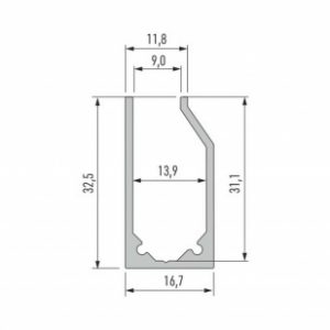 Profil LED do szyby typ I6 srebrny anodowany 1 m Profil LED do szyby typ I6 srebrny anodowany 1 m