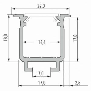Profil LED wpuszczany typ W czarny anod. 2 m