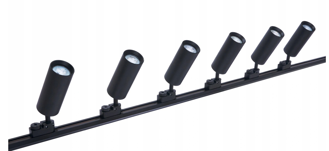 Szyna 2m czarna z 6 reflektorami LED GU10 Maxi