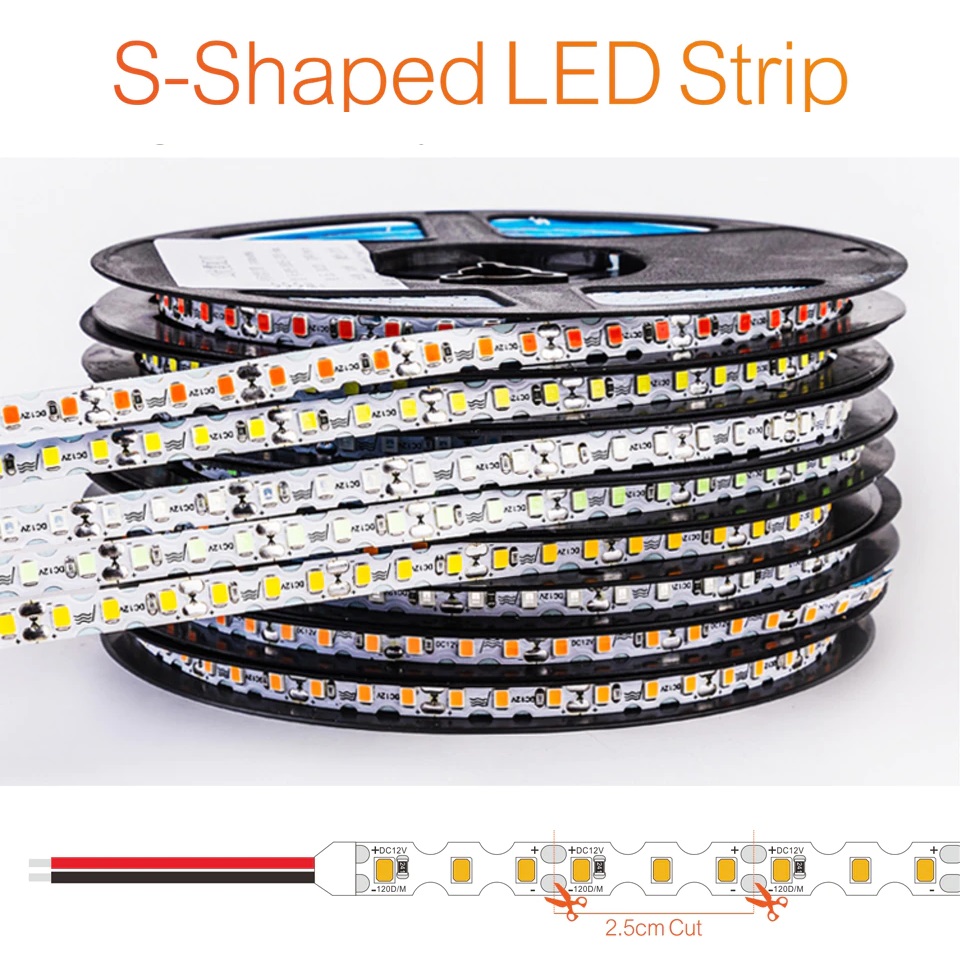 Taśma LED 12V S-SHAPE 6mm PRO 9.6W/m 120xSMD2835 - Pomarańczowa