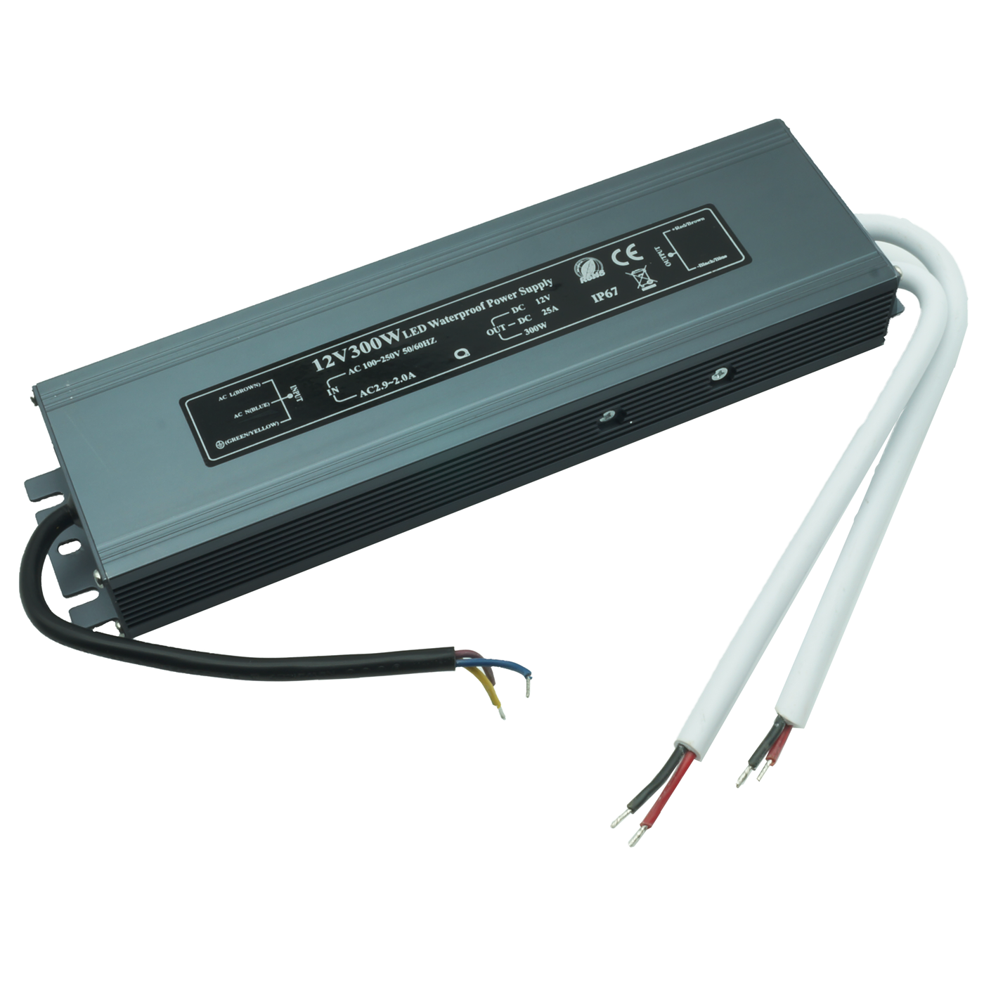 Zasilacz LED 12V 300W 25A SLIM PRO wodoodporny IP67