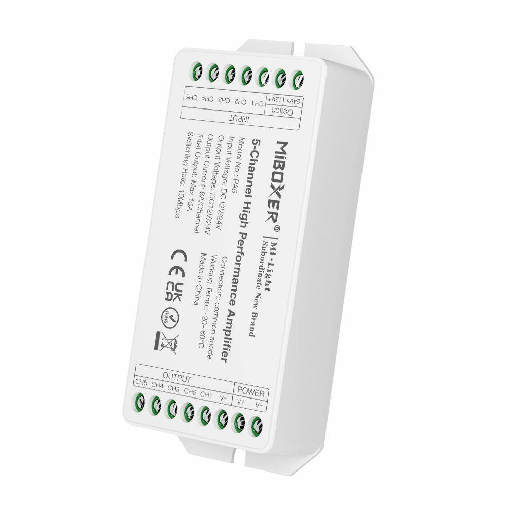 Wzmacniacz sygnału RGB+CCT Mi-Light PA5 5-kanałowy Wzmacniacz sygnału RGB+CCT Mi-Light PA5 5-kanałowy