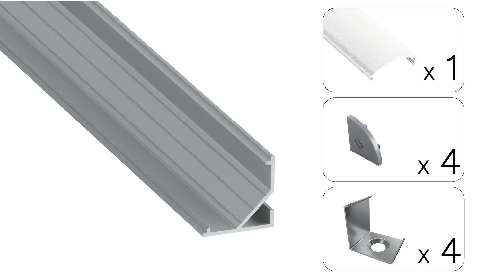 Profil LED kątowy Arre srebrny 2m klosz mrożony