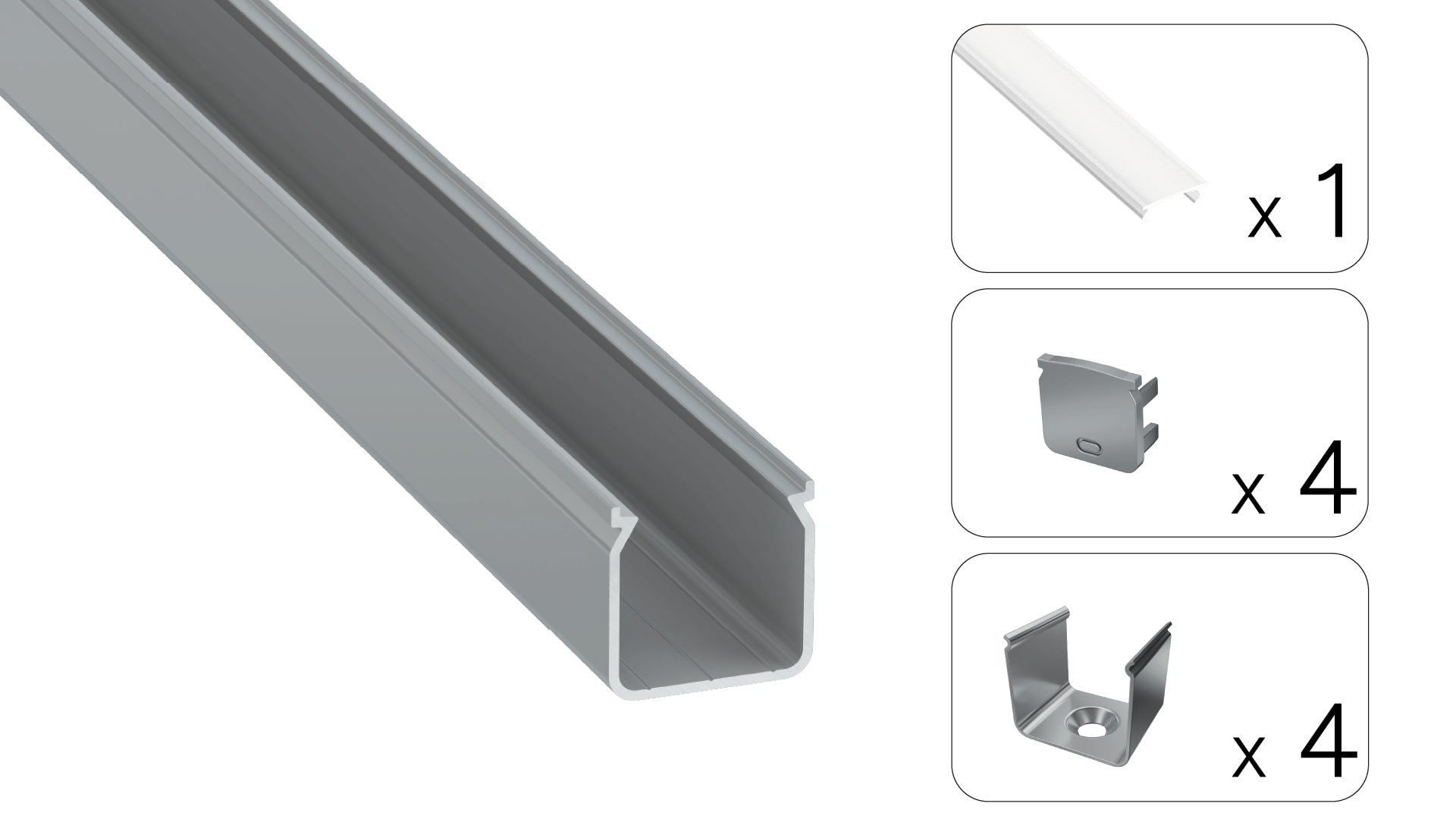 Profil LED natynkowy Helse srebrny 2m klosz mrożony