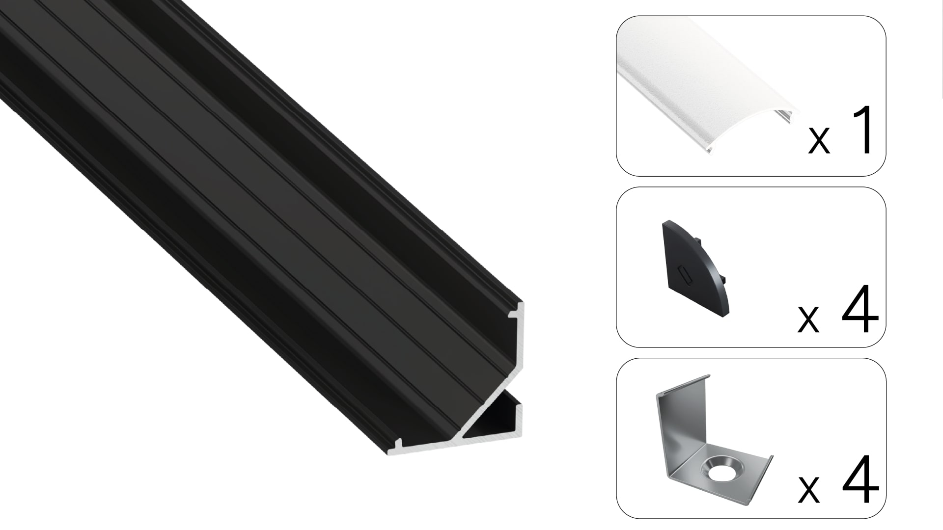 Profil LED kątowy Arre czarny 3m klosz mrożony