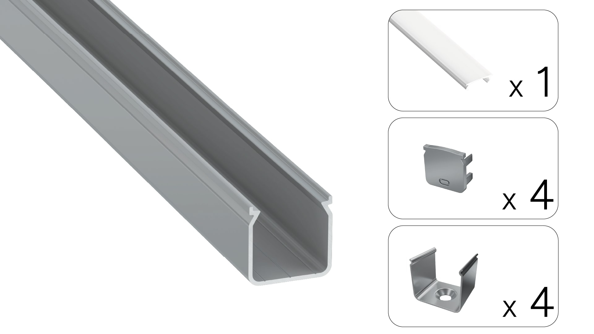 Profil LED natynkowy Helse srebrny 2m klosz mleczny