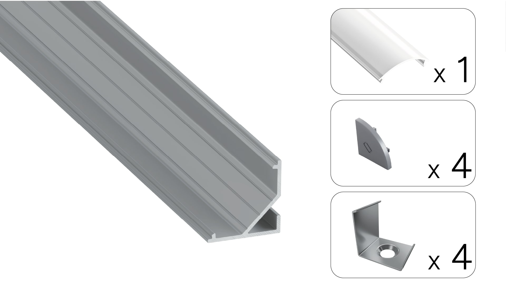 Profil LED kątowy Arre srebrny 2m klosz mleczny