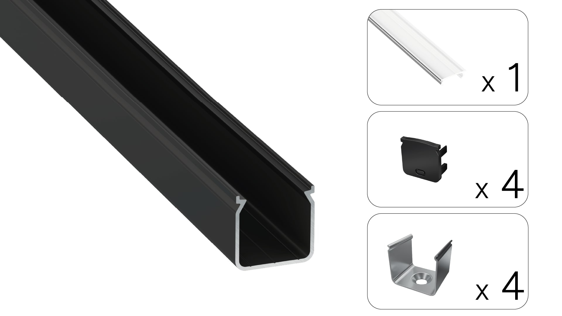 Profil LED natynkowy Helse czarny 2m klosz transparentny