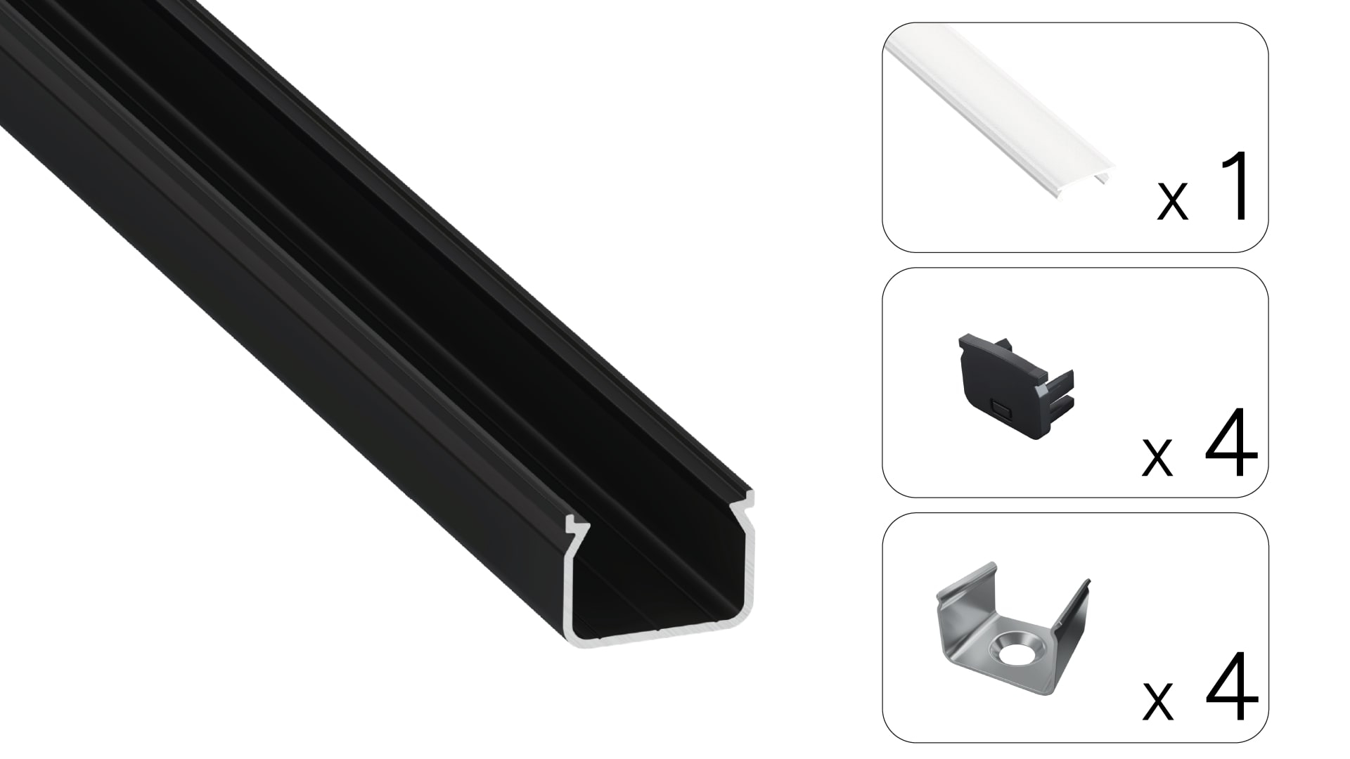 Profil LED natynkowy Hom czarny 3m klosz mrożony