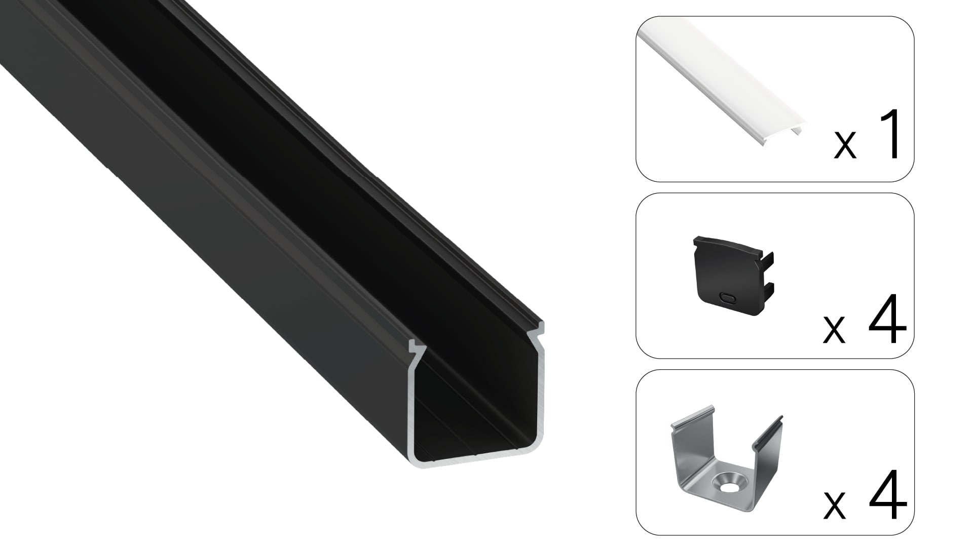 Profil LED natynkowy Helse czarny 2m klosz mleczny