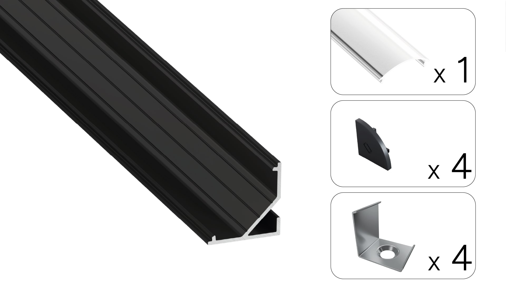 Profil LED kątowy Arre czarny 2m klosz transparentny