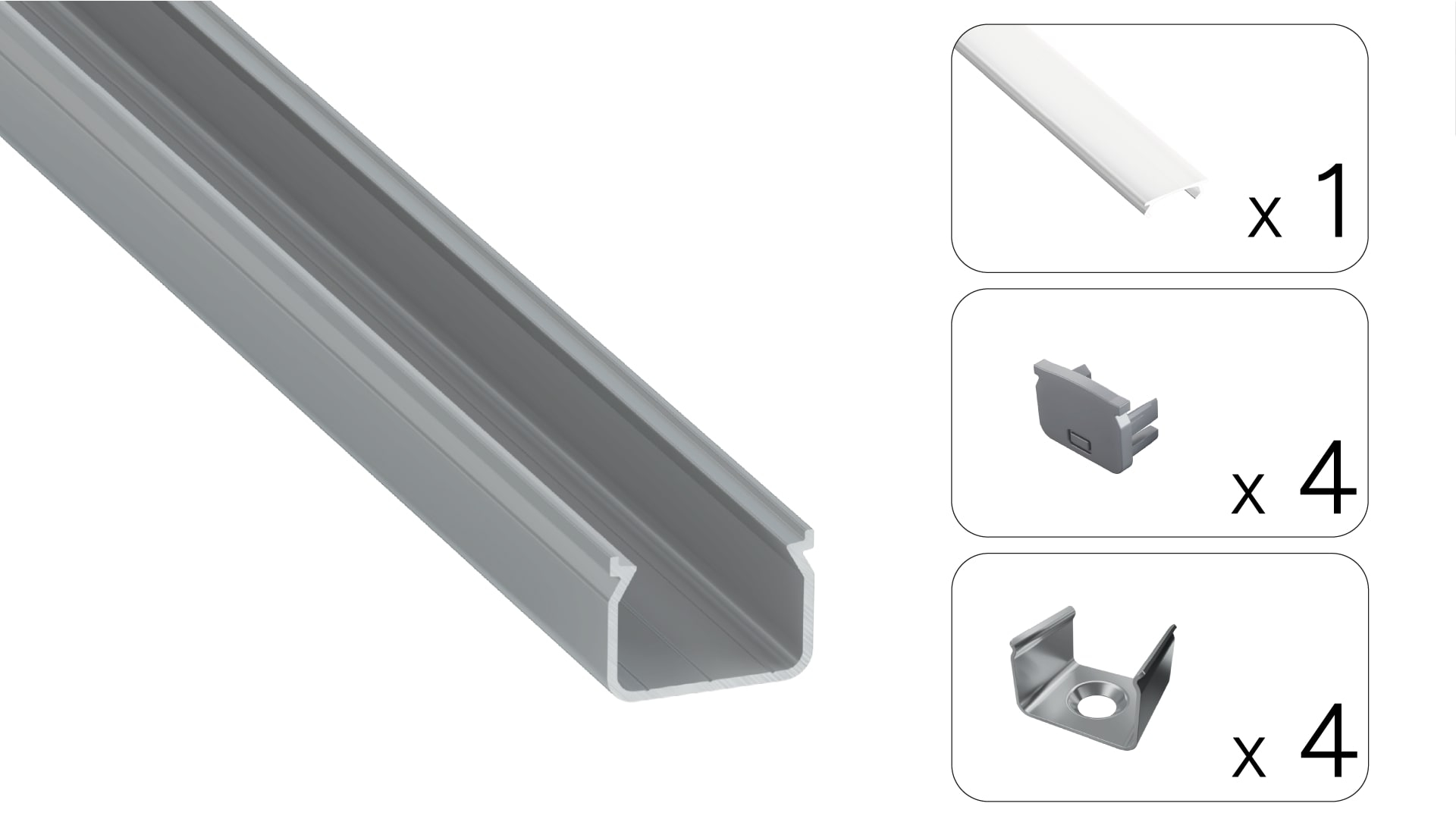 Profil LED natynkowy Hom srebrny 2m klosz mleczny